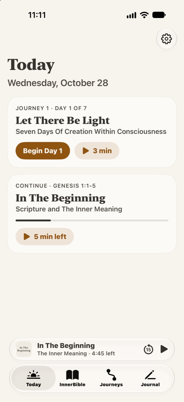 Today in InnerBible: the next passage and Journey day